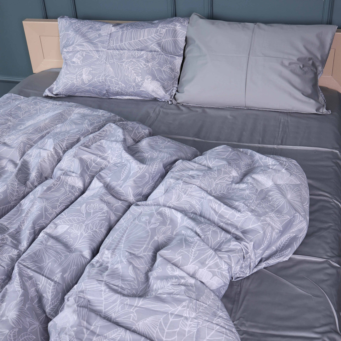 Комплект постільної білизни MirSon 22-1428 Leafsong gray 220х240 (2200011247007)